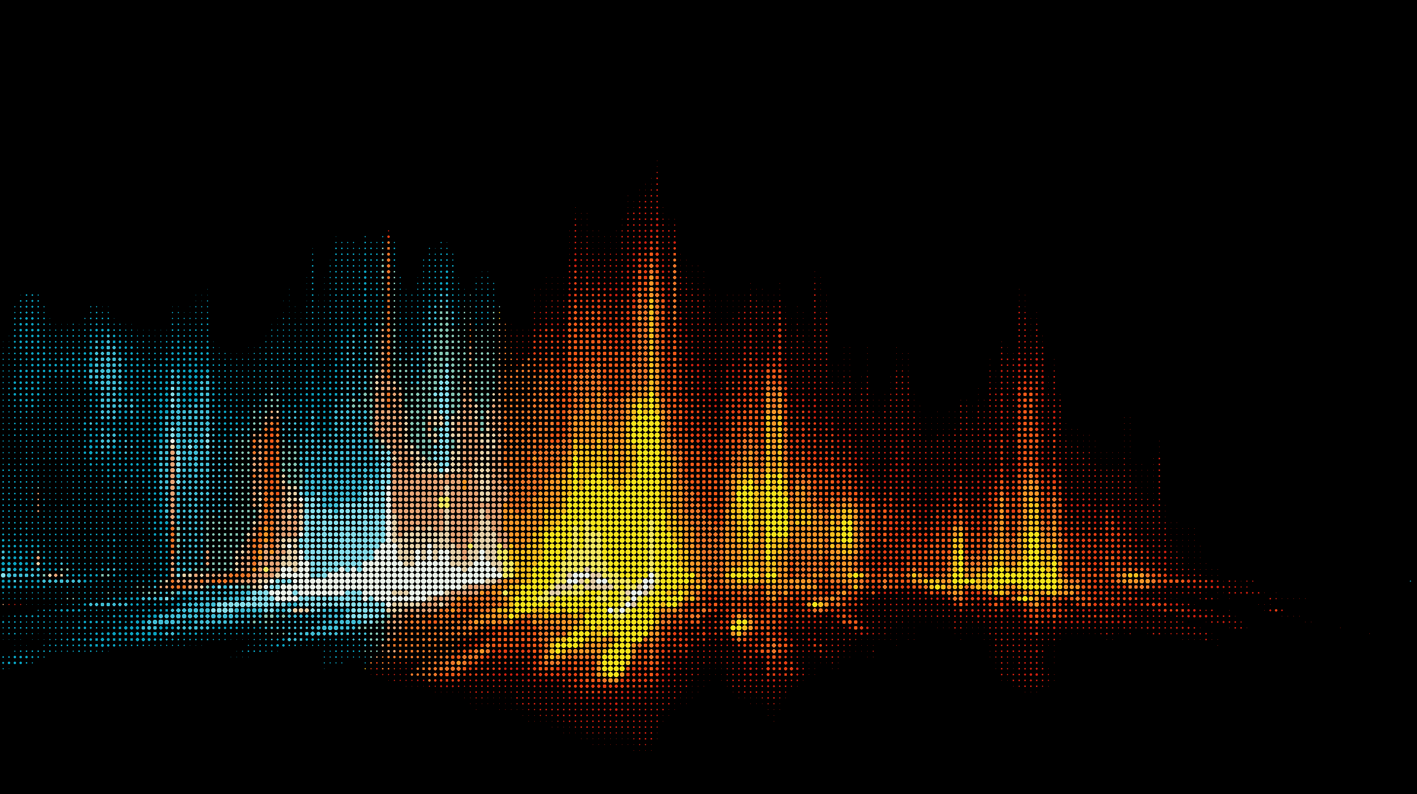 A halftone visualisation of network traffic across a spine-leaf fabric.